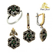 Gümüş Otantik Taşlı Set